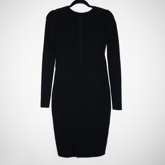 RICK OWENS Black Scarpa Pocket Faux Wrap Skirt Knit Midi Pencil Dress SZ 6 US - Picture 5 of 11